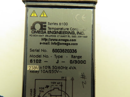 Omega 6102-J-0/300C Temperature Controller w/Base 0-300° C 230V 10A 6100 Series