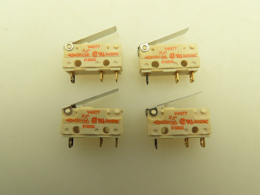 Burgess V4NT7 Snap-Action Microswitch Lever Switch 5A 250V   Lot of 4