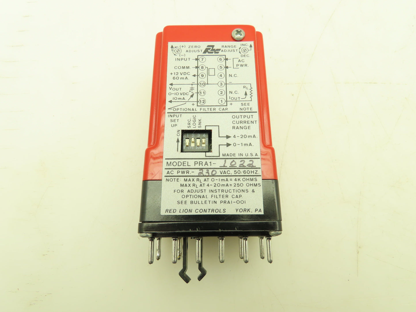 Red Lion Controls PRA1-1022 Pulse Rate to Analog Converter Relay 230V 12-Pin