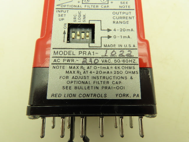 Red Lion Controls PRA1-1022 Pulse Rate to Analog Converter Relay 230V 12-Pin