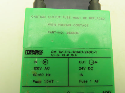 Phoenix Contact CM 62-PS-120AC/24DC/1 Power Supply 120VAC In - 24VDC Out