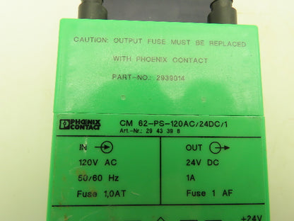 Phoenix Contact CM 62-PS-120AC/24DC/1 Power Supply 120VAC In - 24VDC Out