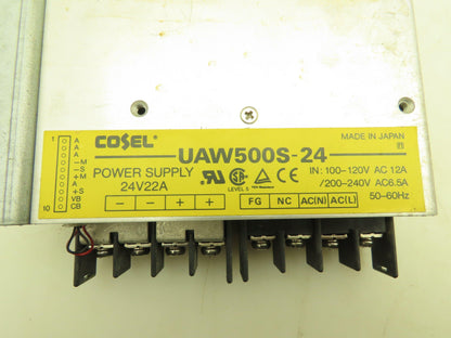 Cosel UAW500S-24 Power Supply 24VDC 22A Output 120/240VAC Input