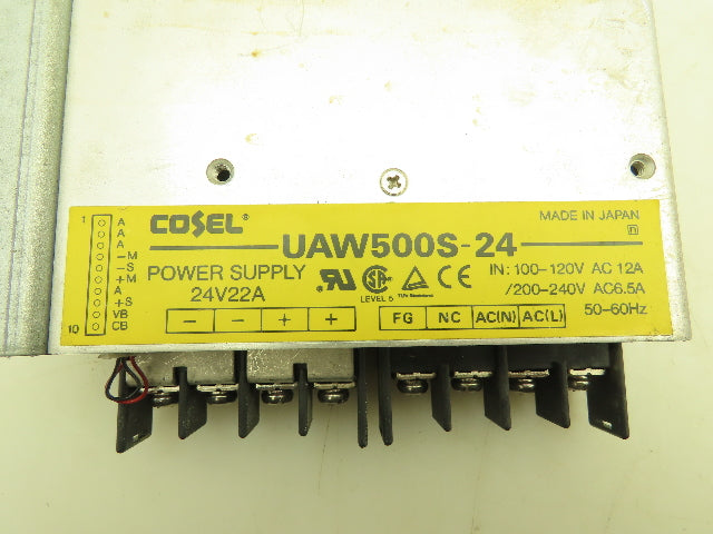 Cosel UAW500S-24 Power Supply 24VDC 22A Output 120/240VAC Input
