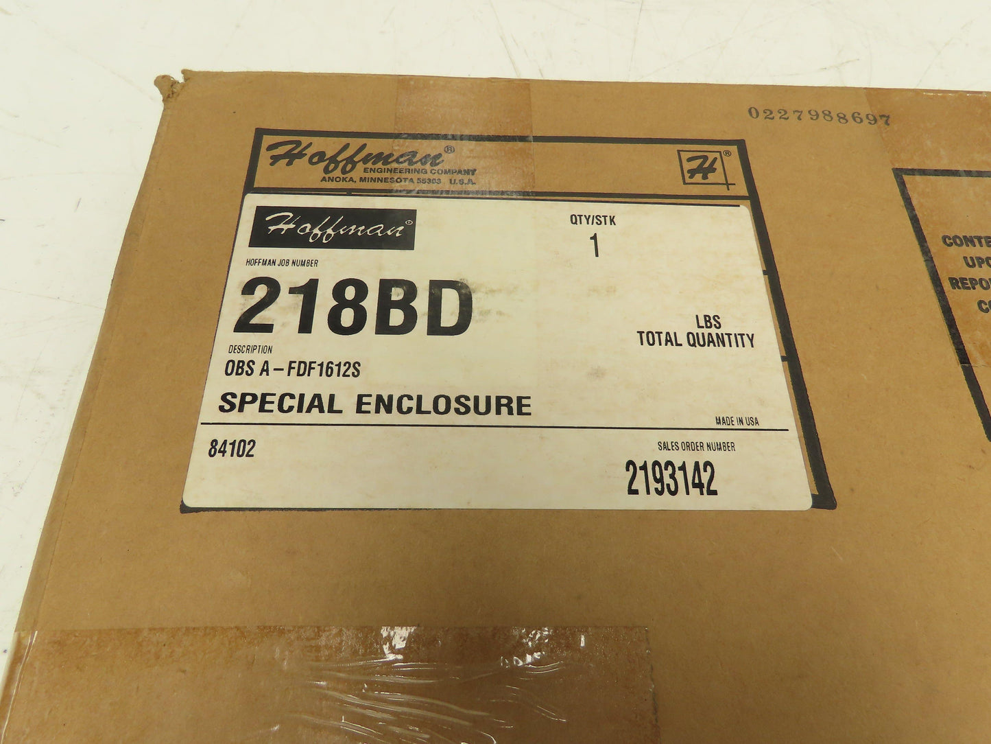 Hoffman 218BD Special Enclosure Steel Access Door 12x16" Gray