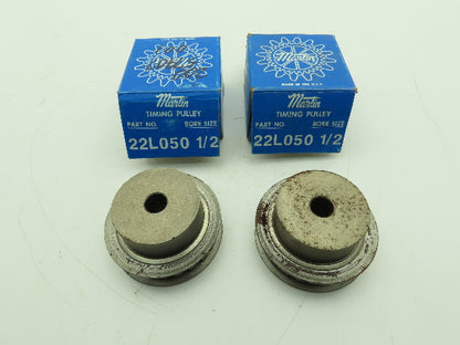 Martin 22L050 1/2" Plain Bore 22 Tooth 2.596" OD 1/2" Belt Width Lot of 2