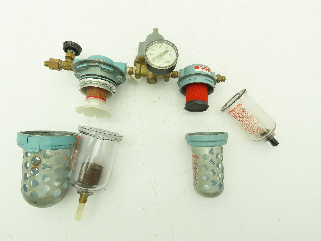 Wilkerson Pneumatic Air Filter Regulator Lubricator Setup Fisher Gauge 100PSI