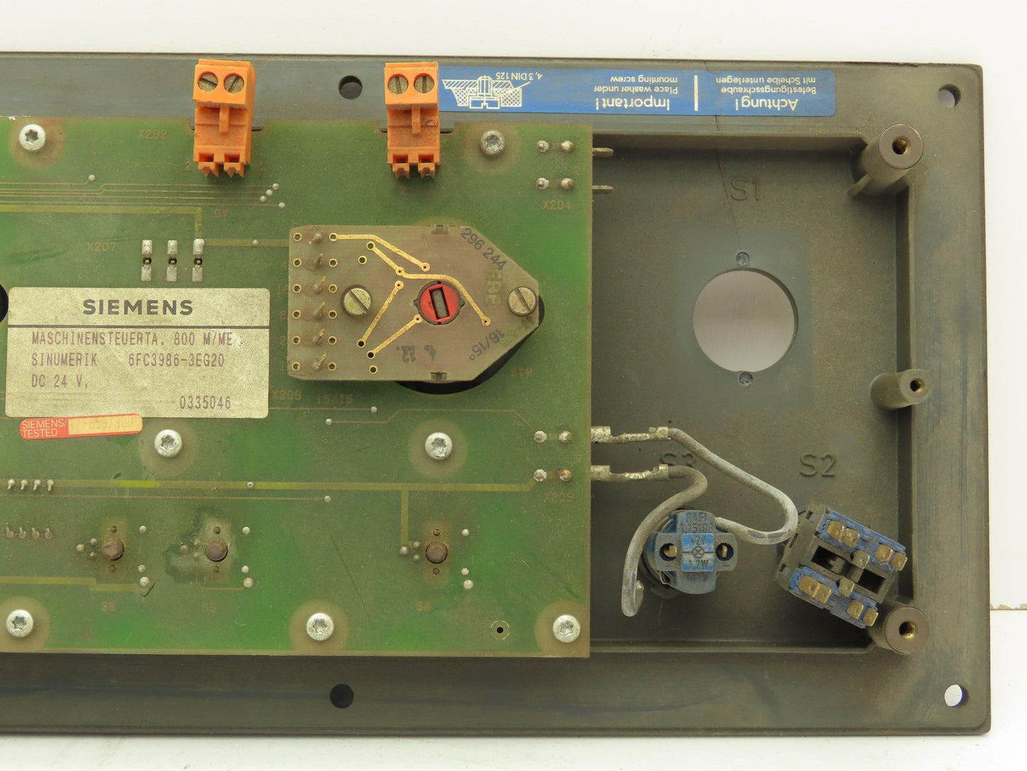 Siemens 6FC3986-3EG20 Sinumerik Control Panel Keyed Parts Only