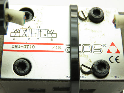 Atos DHU-0710/18 Hydraulic Directional Control Solenoid Stack Valve 3-Pos 110VDC