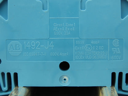 Allen Bradley 1492-J4 Blue Wire Terminal Block Lot of 63