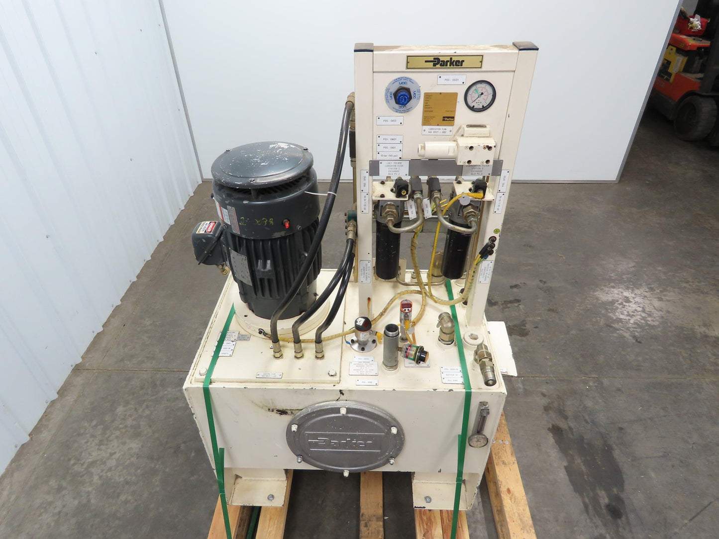 Parker 45 Gal. Hydraulic Power Unit,2 Hp Motor, 3 Pump Stack 460v 3ph