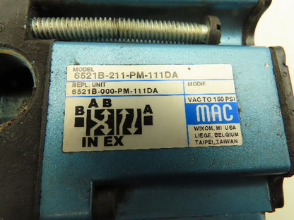 MAC 6521B-211-PM-111DA Pneumatic Double Solenoid Valve 4/2-Pos 120V w/Sub-Base