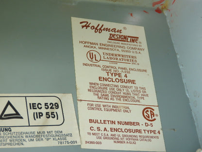 Hoffman 12x12x6" DesignLine Steel Electrical Backpanel Junction Box Enclosure