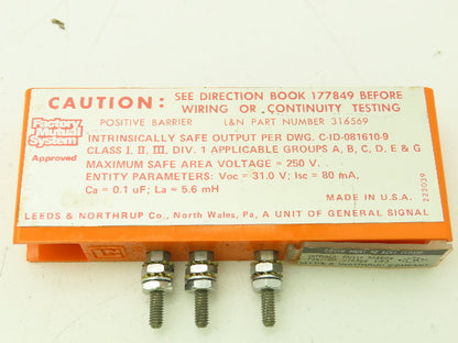 Leeds & Northrup 316569 Intrinsic Safety Barrier + Positive   Lot of 5