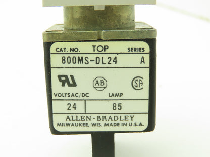 Allen Bradley 800MS-DL24 Amber 5/10 Indicator Light 24VDC 30mm Sq Ser A Lot of 7