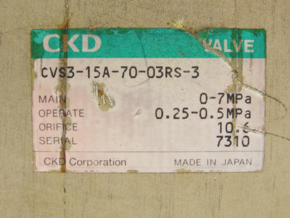 CKD CVS3-15A-70-03RS-3 High Pressure Air Operated 3-Way Valve