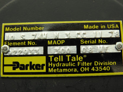 Parker 10 S 74W M 3 CC 11 78 Tell Tale Hydraulic Filter Housing 1" NPT