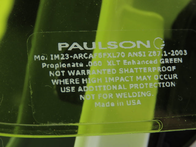 Paulson IM23-ARC-PC-10 Anti-Fog Arc Shield Green Polycarbonate Hard Hat Chin Cup