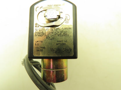 Parker AFTC01 Brass Solenoid Valve 2 Way NC 24V 60Hz 1/4" NPT