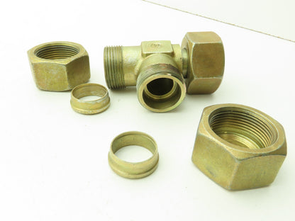 Voss S25 Metric EO 24° Swivel Nut Run Tee 25mm Tube x M36 Thread  Lot of 3