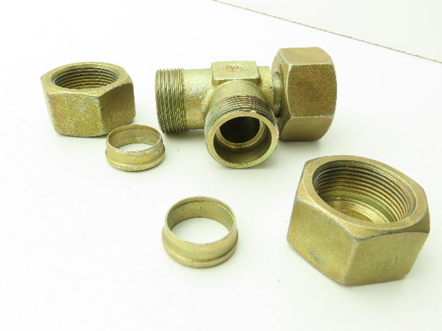 Voss S25 Metric EO 24° Swivel Nut Run Tee 25mm Tube x M36 Thread  Lot of 3