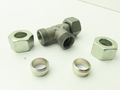 EL15LOMD Metric 24° Swivel Nut Run Tee 15mm Tube x M22 Swivel  Lot of 13