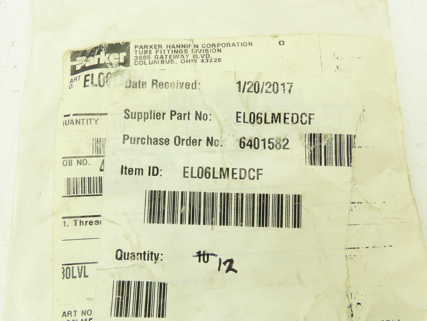 Parker EL06LMEDCF Swivel Nut Run Tee 6mm Tube x M10 Male O-Ring  Lot of 12