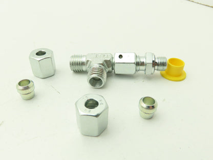 Parker EL06LMEDCF Swivel Nut Run Tee 6mm Tube x M10 Male O-Ring  Lot of 12