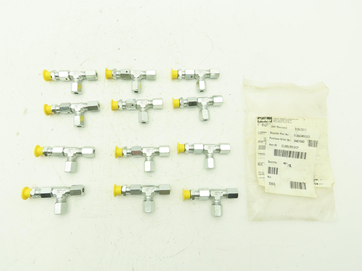 Parker EL06LMEDCF Swivel Nut Run Tee 6mm Tube x M10 Male O-Ring  Lot of 12