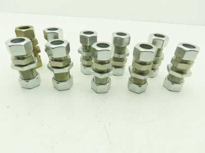 Parker SV22LOMD EO 24° DIN Bulkhead Union Fitting 22mm Tube  Lot of 10