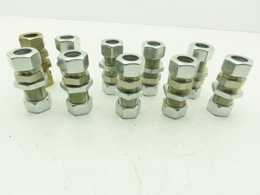 Parker SV22LOMD EO 24° DIN Bulkhead Union Fitting 22mm Tube  Lot of 10