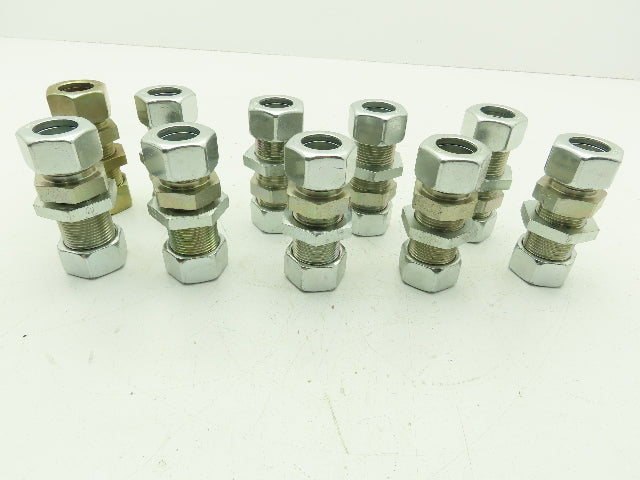 Parker SV22LOMD EO 24° DIN Bulkhead Union Fitting 22mm Tube  Lot of 10