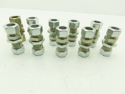 Parker SV22LOMD EO 24° DIN Bulkhead Union Fitting 22mm Tube  Lot of 10