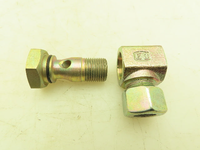 Parker WH15LROMD EO 90° Elbow Banjo Fitting 15mm Tube x 1/2" BSPP Male  Lot of 6