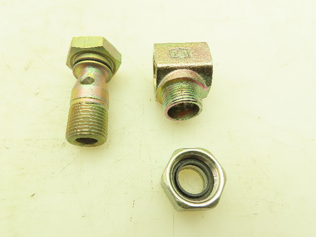 Parker WH15LROMD EO 90° Elbow Banjo Fitting 15mm Tube x 1/2" BSPP Male  Lot of 6