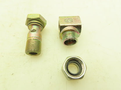 Parker WH15LROMD EO 90° Elbow Banjo Fitting 15mm Tube x 1/2" BSPP Male  Lot of 6