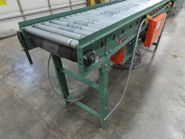 Roach 24"x 11' 6" Belt Drive Live Roller Accumulation Conveyor 21"BF w/Gate