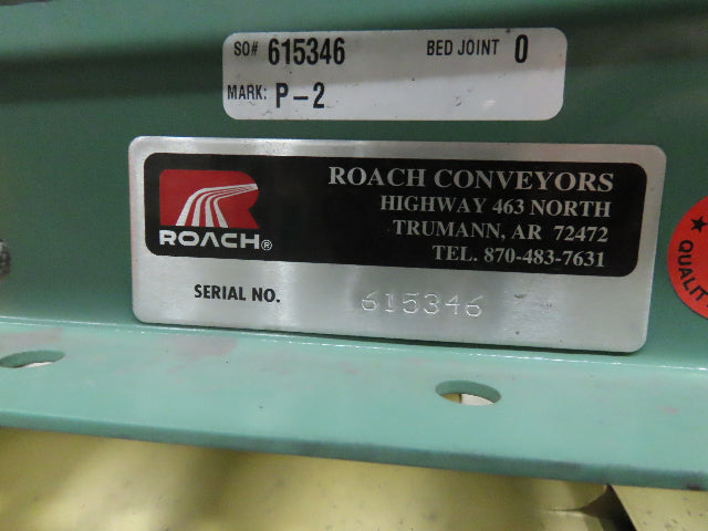 Roach 24"x 11' 6" Belt Drive Live Roller Accumulation Conveyor 21"BF w/Gate