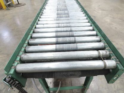 Roach 24"x 11' 6" Belt Drive Live Roller Accumulation Conveyor 21"BF w/Gate