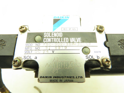 Daikin KSO-G02-3BP-30-NR Hydraulic Directional Solenoid Check Valve Stack 24VDC