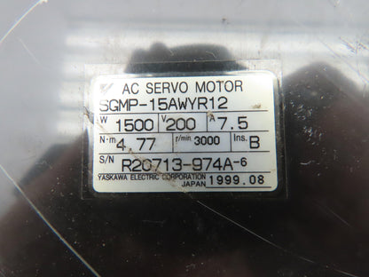 Yaskawa SGMP-15AWYR12 AC Servo Motor 1500W 200V 3000 RPM Ogura Clutch 90V