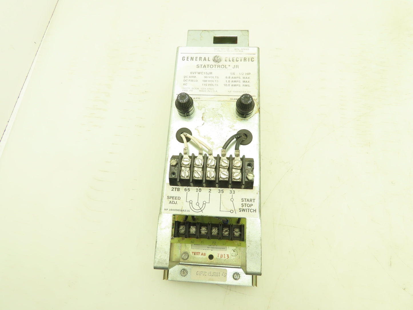 General Electric 6VFWC15JR Statotrol JR Controller 1/6-1/2Hp 90VDC Speed Control