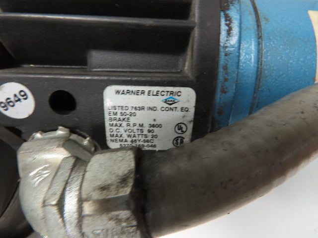 90VDC 1Hp Gearmotor w/ Warner EM 50-20 Clutch Brake 30:1 Gearbox Winch