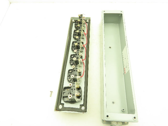 Hoffman E6PBVL 6 Switch Electrical Enclosure Mushroom E Stop Push Button