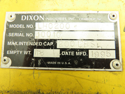 Dixon LHC200 Cleveland Tramrail Cable Carrier 200LBS 18" Apart Eyelet