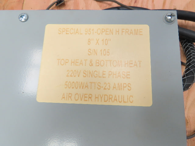 Heated Aluminum 10x8" Blocks Lamination Process 240°F 23A 220V 1Ph 5000W Temp