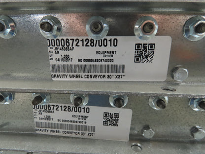 30"x 27" Galvanized Steel Skate Wheel Gravity Roller Conveyor - 8 Sections