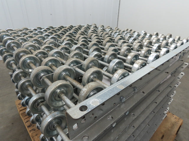30"x 27" Galvanized Steel Skate Wheel Gravity Roller Conveyor - 8 Sections