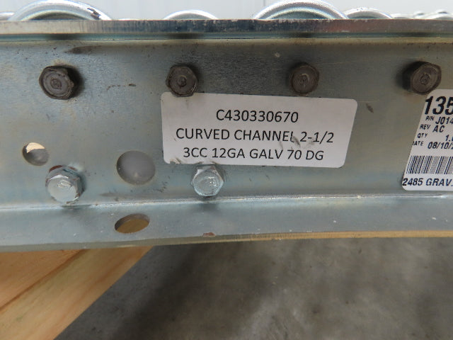 30"W x 70° Curve Galvanized Steel Skate Wheel Gravity Roller Conveyor