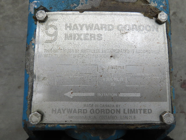 Hayward Gordon Mixer Gearbox Speed Reducer 1-1/4x59" Shaft 56C Motor Frame